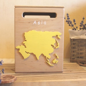 Montessori Kontinent Box, Asien Kontinent Box Montessori Geographie Schatzkiste pädagogische Lernspielzeug Kontinente Weltkarte
