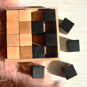 Wooden Monochrome blocks set, Building Blocks Set,  Montessori Natural Cubes, Waldorf wooden Baby Blocks, Wood Castle Stacking Toys for Kids