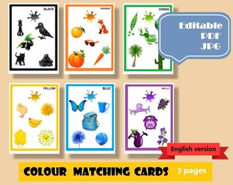 Colour matching game, Learning colors, Preschool activity Montessori cards Learning tools Preschool curriculum Instant Download Homeschool