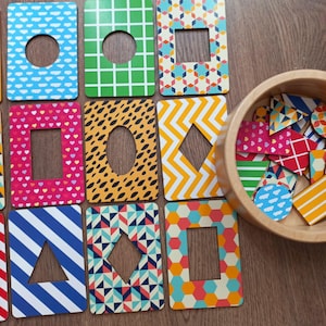 Jeu d'association en bois, activité d'association pour tout-petits, jouet d'apprentissage Montessori, tri de formes en bois, jouet de tri de couleurs de formes, cadeau pour enfants