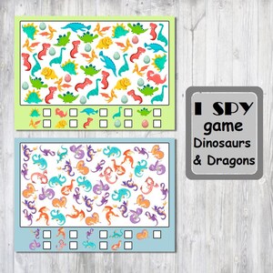 I Spy game, Dinosaurs and Dragons, Printable Activity Sheet, I Spy for Kids, I Spy Printables, Games for Kids, Printable Activities for Kids