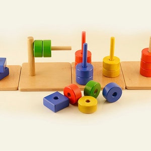 Montessori stacker, Stacking toy, Wooden pyramid Stacking toy Ring stacker Classic Montessori toy Toddlers Gift Montessori Baby Toys Waldorf