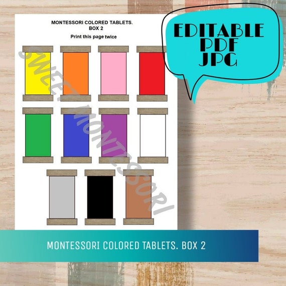 Montessori Colored Tablets Box 2 Printable Homeschool download | Etsy