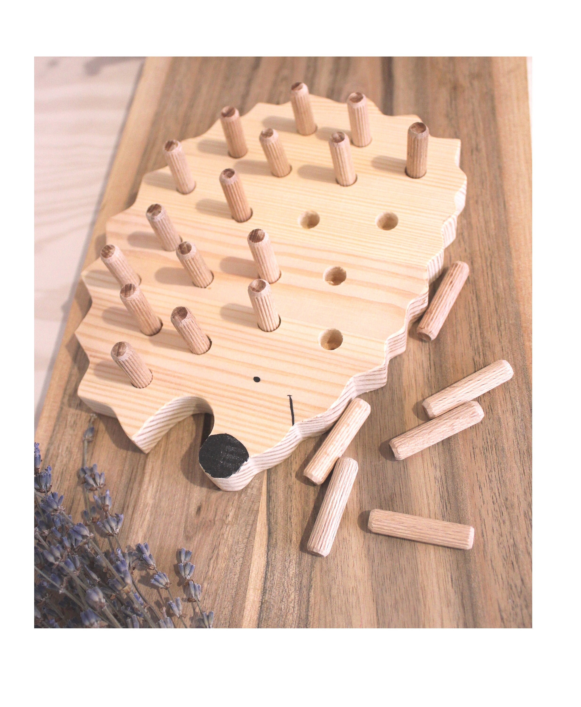 Wooden Pegs Toy Montessori Toys Pegs Hedgehog Motor Skills Etsy