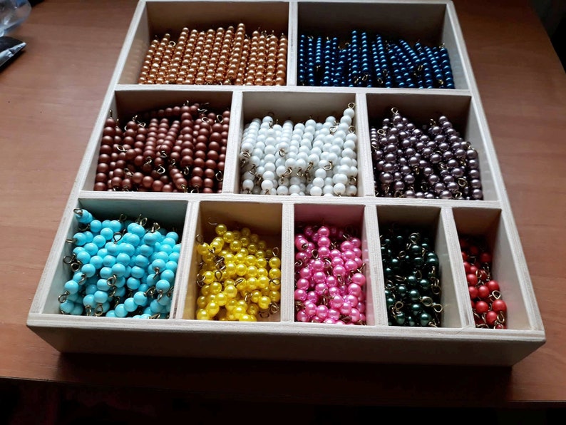 Montessori Beads Box Checker Board Beads Bead Decanomial Etsy