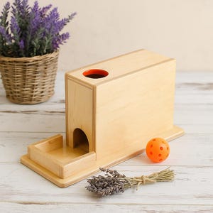 Montessori Toys, Montessori Object Permanence Box with Return Ball, Fine Motor skills Activity, Montessori sorter, Activity cube, Baby gift