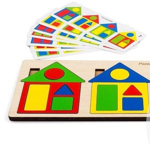 Holzspielzeug mit Muster Karten Vorschule Baby Geschenke Geburtstagsgeschenke Weihnachtsgeschenke Lernspielzeug Farben Spielzeug Holzpuzzle Montessori Waldorf