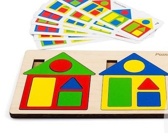 Wooden Toys with Pattern Cards Preschool Baby Gifts Birthday Gifts Christmas Gifts Educational Colors Toys Wooden Puzzle Montessori Waldorf