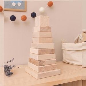 Wooden stacking toy, Montessori pyramid, natural wood toy, eco baby toy, toddler gift, baby shower gift, nursery decor