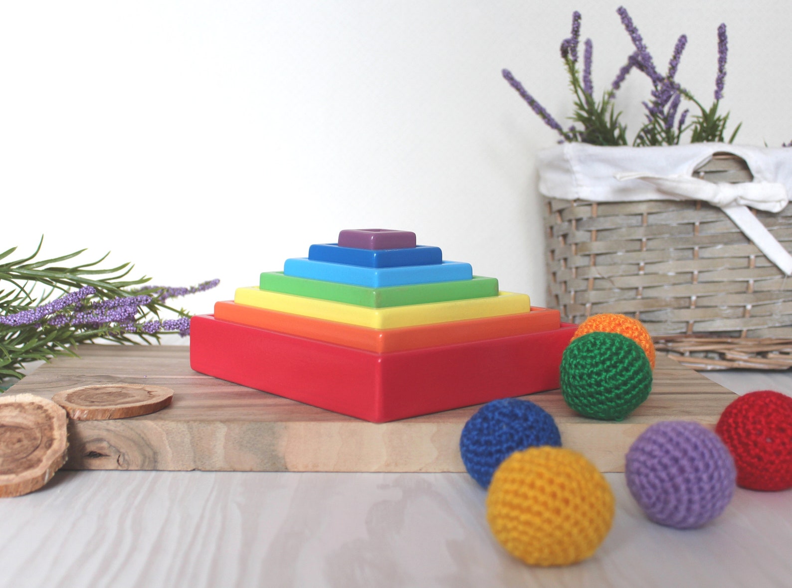 Wooden Nesting Toy Montessori Toys Set of 14 Rainbow Boxes Etsy
