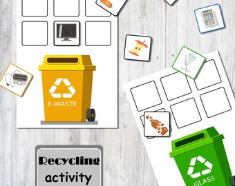 RECYCLABLE Sorting Cards Earth Day Activity Earth Day Printable Activity Montessori Printable Worksheets Trash Recycle Separation Game Kids