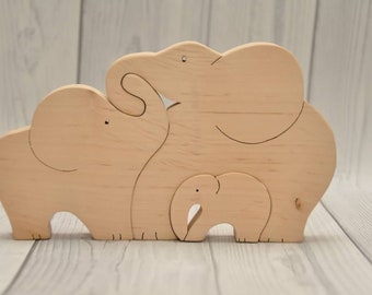 Animal Puzzle, Wooden Balance Toy, 1st Birthday Gift, Montessori Toy, Father's Day Gifts, Wooden bears, Elephants Family, Home Decor