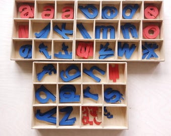 Small Movable Alphabet Montessori English Letters Set, Wooden Learning Toy for Reading Spelling Practice