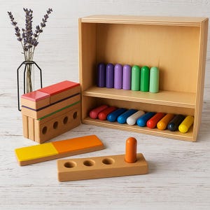 Wooden Peg Toy, Montessori Toy, Color Sorting Toy, Wooden toy, Toddler Toy, Wooden Rainbow Preschool Waldorf toy Color matching Kids Gift