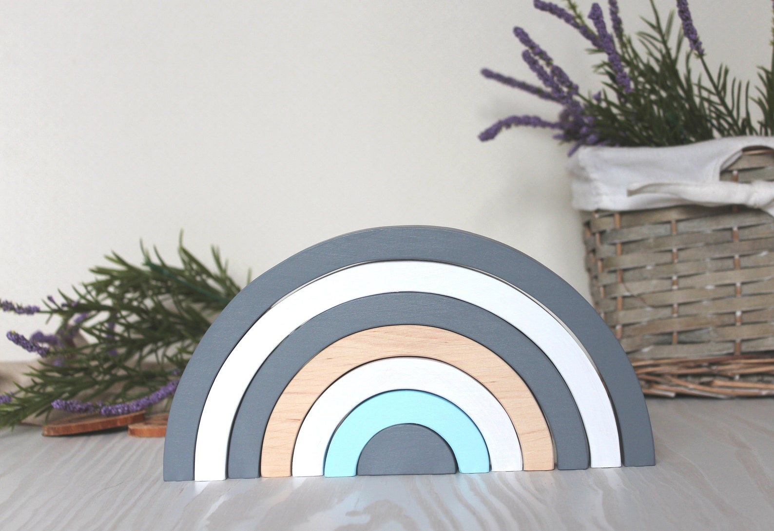 Wooden Rainbow Wooden Toys Rainbow Stacker Wooden Puzzle Etsy