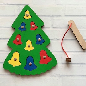 Christmas Gift Wooden Puzzle Christmas Tree Decoration Fishing Game Christmas Ornament Gift for baby Kids Gift Game Montessori Waldorf Xmas image 1