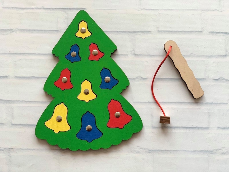 Christmas Gift Wooden Puzzle Christmas Tree Decoration Fishing Game Christmas Ornament Gift for baby Kids Gift Game Montessori Waldorf Xmas image 1