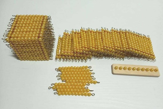 Montessori Golden Beads, Cube of 1000, Thousand Cube Montessori Golden  Beads Montessori Toy Montessori Math Toy Set Montessori Math 