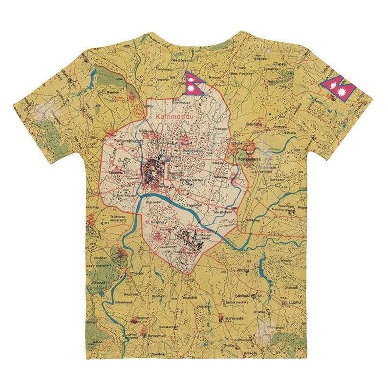 Kathmandu 1970 Map women’s COTTON crew neck t-shirt