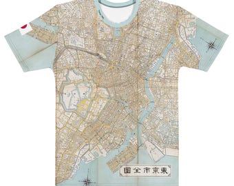 Tokyo 1905 Map Herren-Baumwoll-T-Shirt mit Rundhalsausschnitt