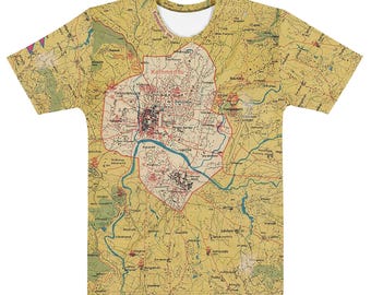Kathmandu 1970 Map Herren-Baumwoll-T-Shirt mit Rundhalsausschnitt