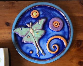 Handmade Ceramic Counter Balance Luna Moth Tile