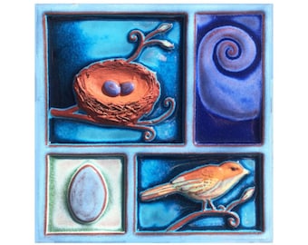 Handmade Ceramic Nests and Birds - Big Nest
