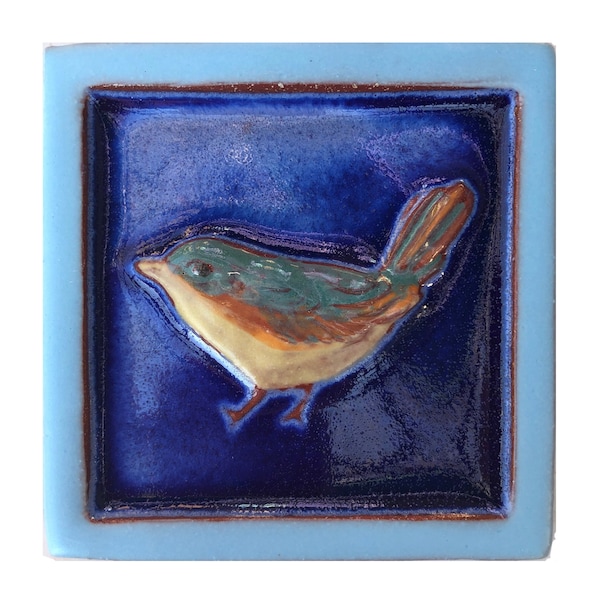 Handmade Wren Tile - Blue