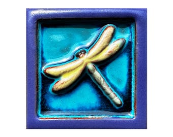Handmade Small Dragonfly tile