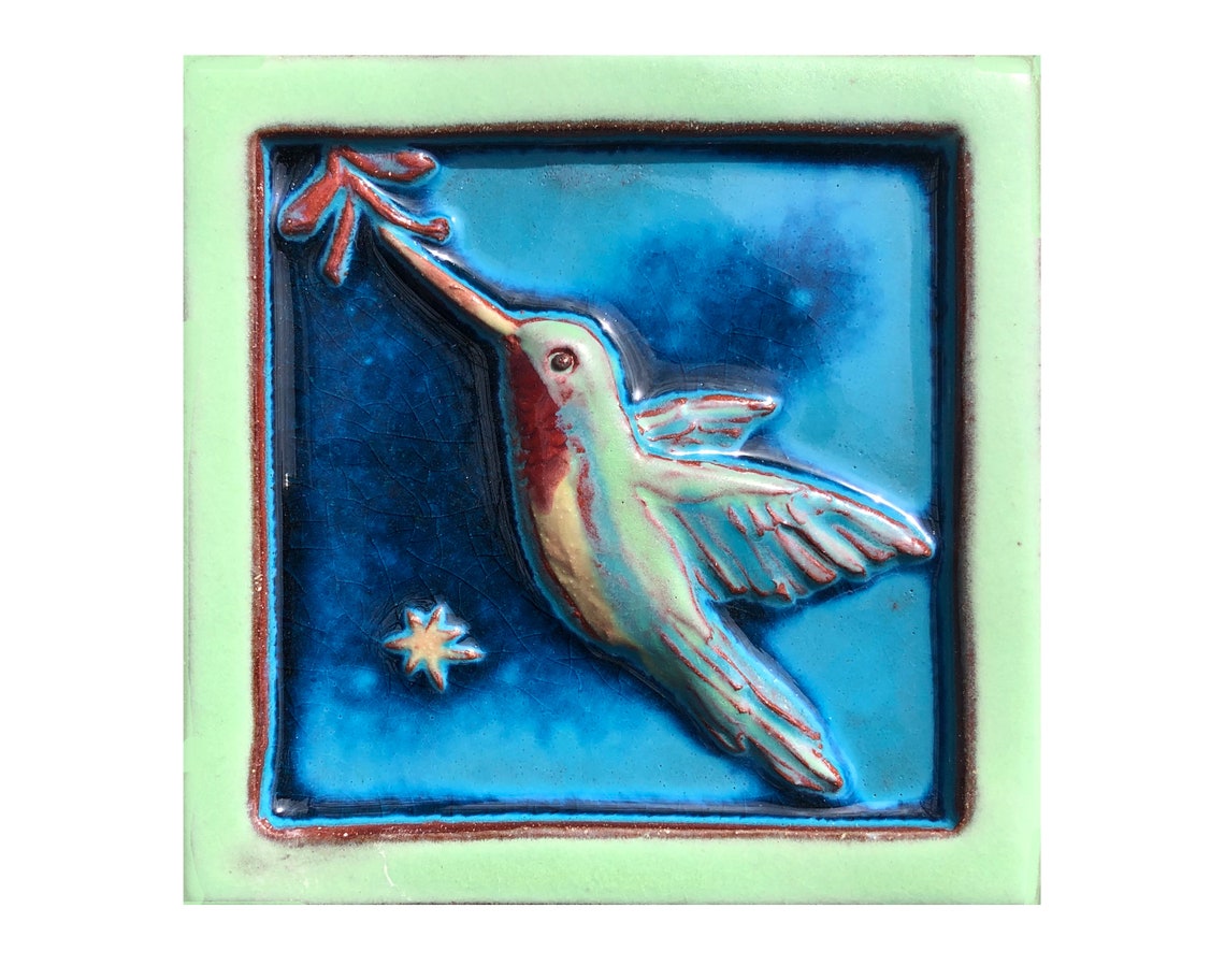 Hummingbird Tile Inlay Dancing Hummingbird Decorative Tile - Etsy