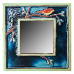 Handmade Ceramic Bird Mirror Tile