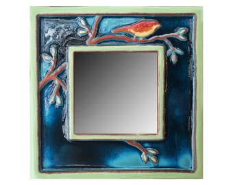 Handmade Ceramic Bird Mirror Tile