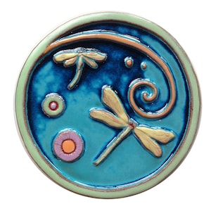 Handmade Ceramic Counter Balance Dragonfly Tile