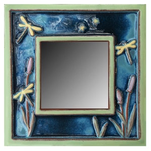 Handmade Ceramic Dragonfly Mirror Tile