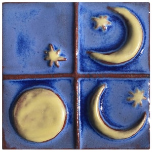 Handmade Ceramic Phases of the Moon Tile