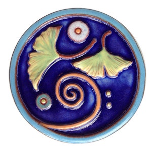 Handmade Ceramic Counter Balance Ginkgo Tile
