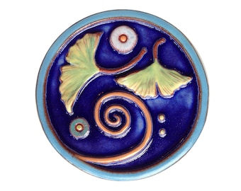 Handmade Ceramic Counter Balance Ginkgo Tile