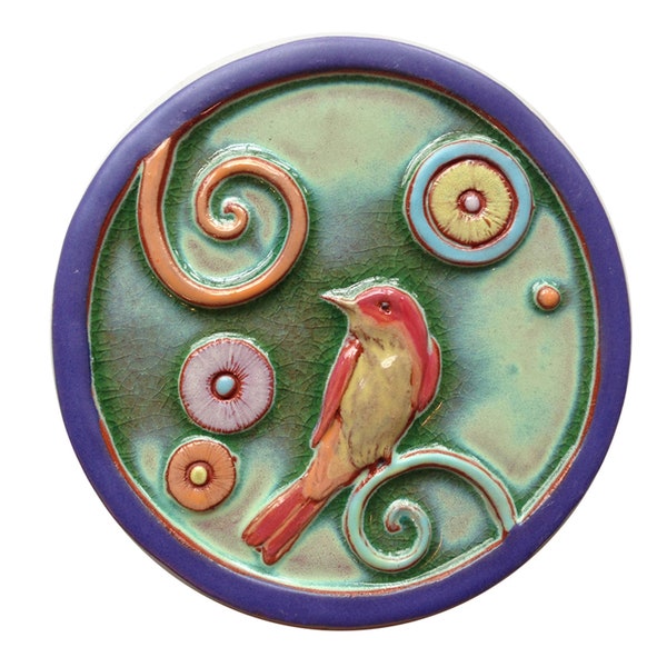 Handmade Ceramic Counter Balance Bird Tile