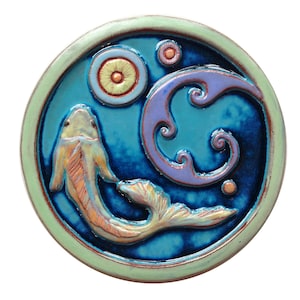 Handmade Ceramic Counter Balance Koi Tile