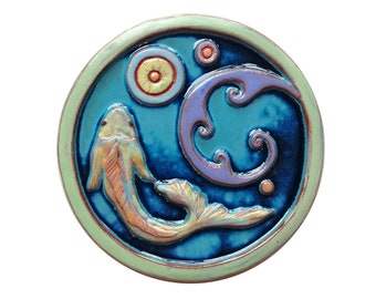 Handmade Ceramic Counter Balance Koi Tile