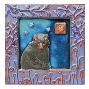 Handmade Ceramic Woodland Creatures Bear Tile