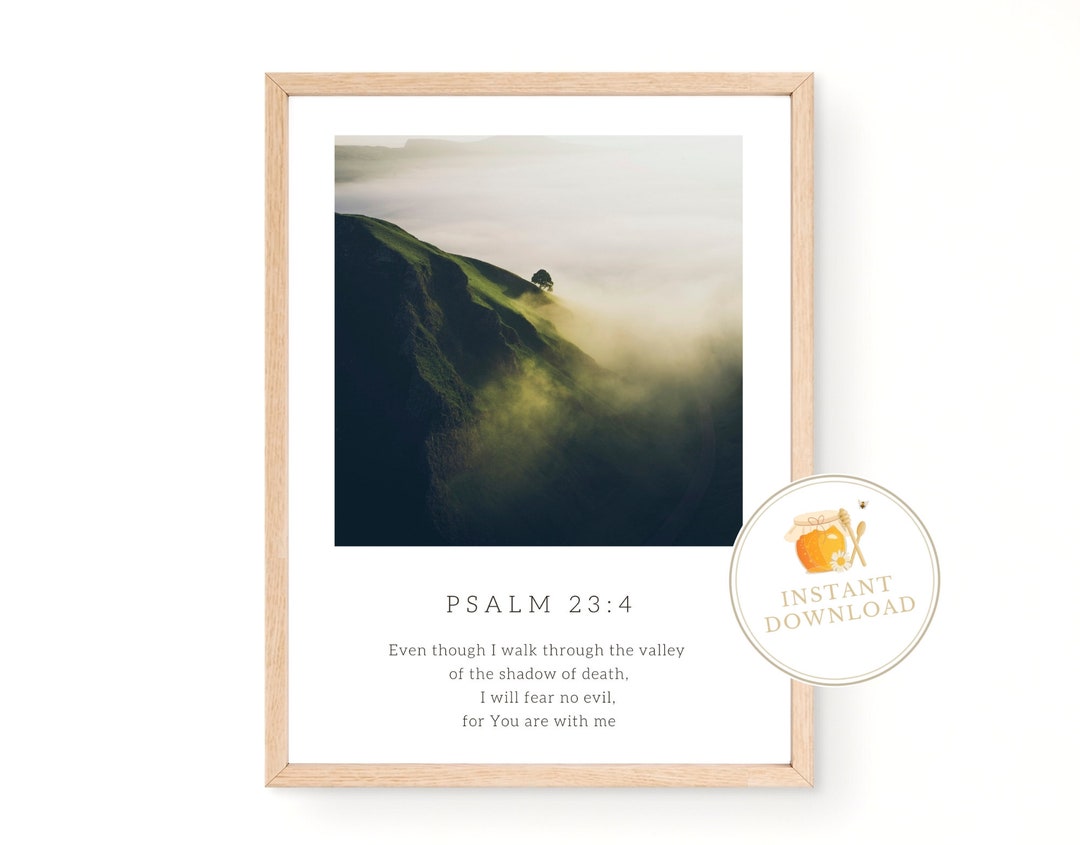PSALM 234 BIBLE VERSE Wall Art Natural Green Hill, Cloud Mist Christian Print Instant Download