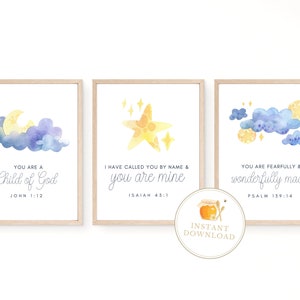 SET OF THREE | Christian Verse Children | Space Themed Digital Download Print