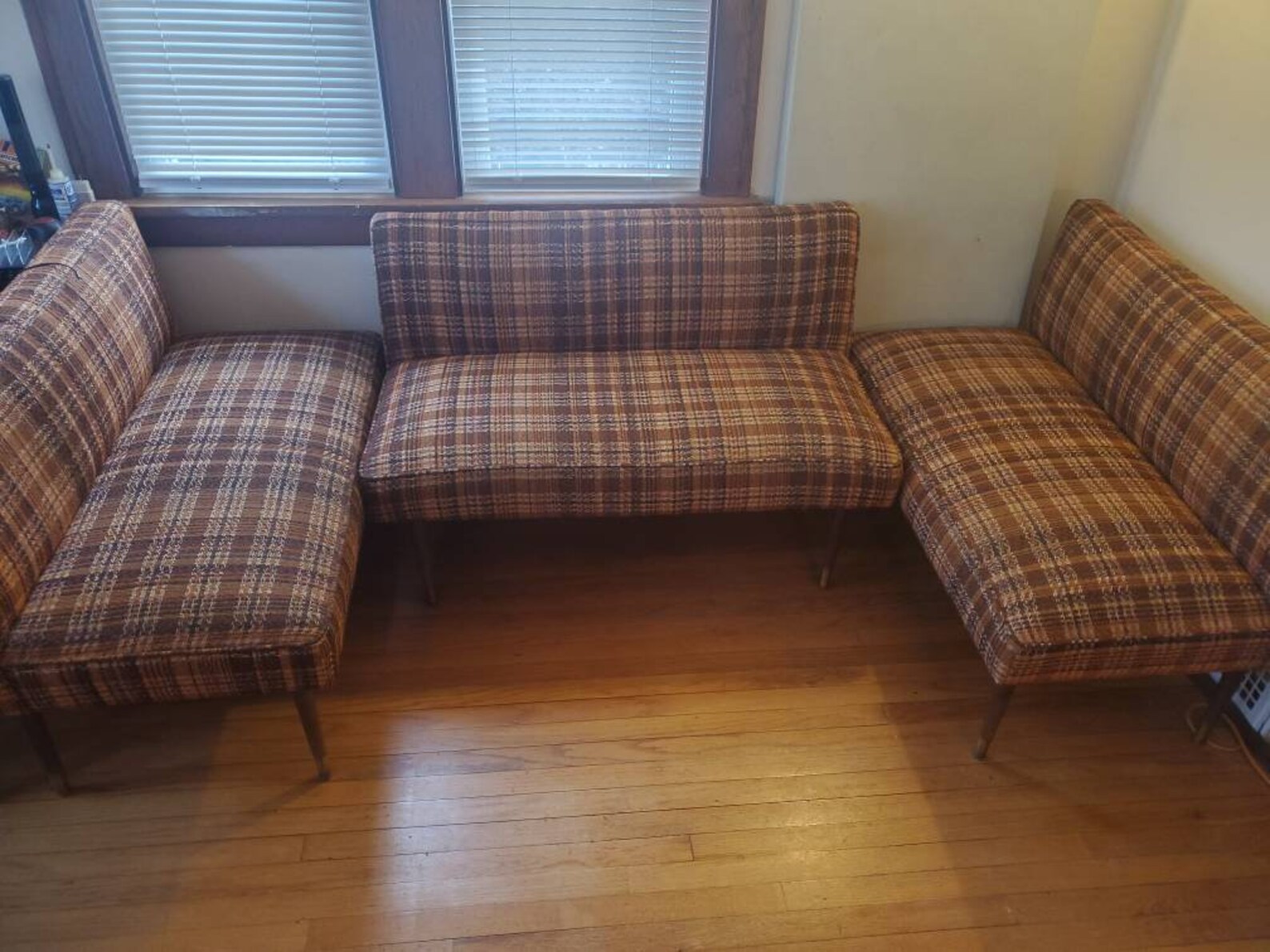 MCM 3 Piece Sectional Tweed Couch Etsy Hong Kong
