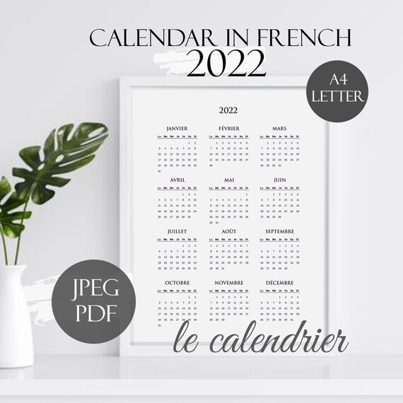 2022 calendar printable calendar in french simple calendar