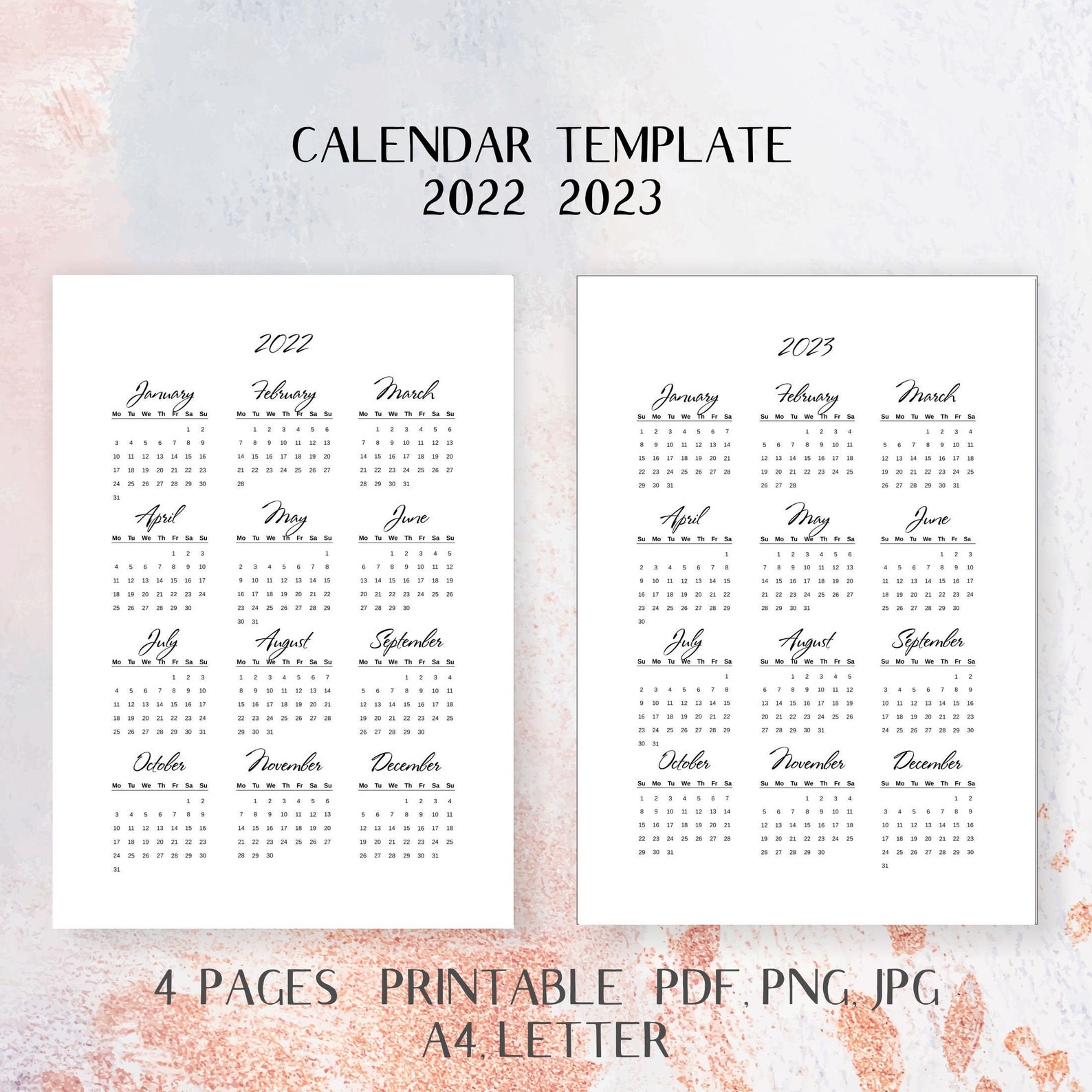 calendrier en 4 lettres