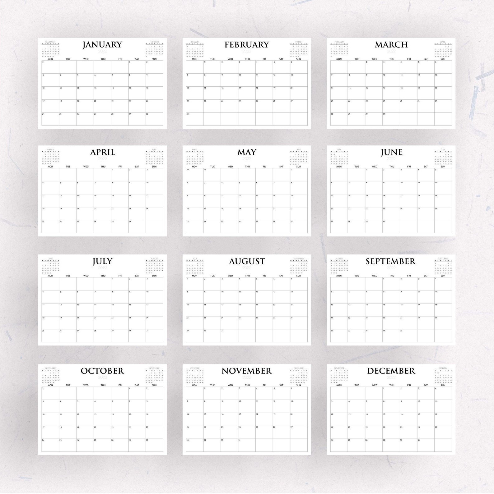 2022 printable calendar 2022 big wall calendar 2022 large