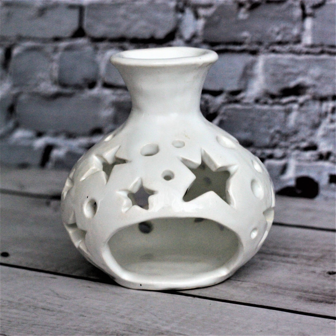 White Ceramic House Candle Holder Candle Lantern Tea Light Etsy