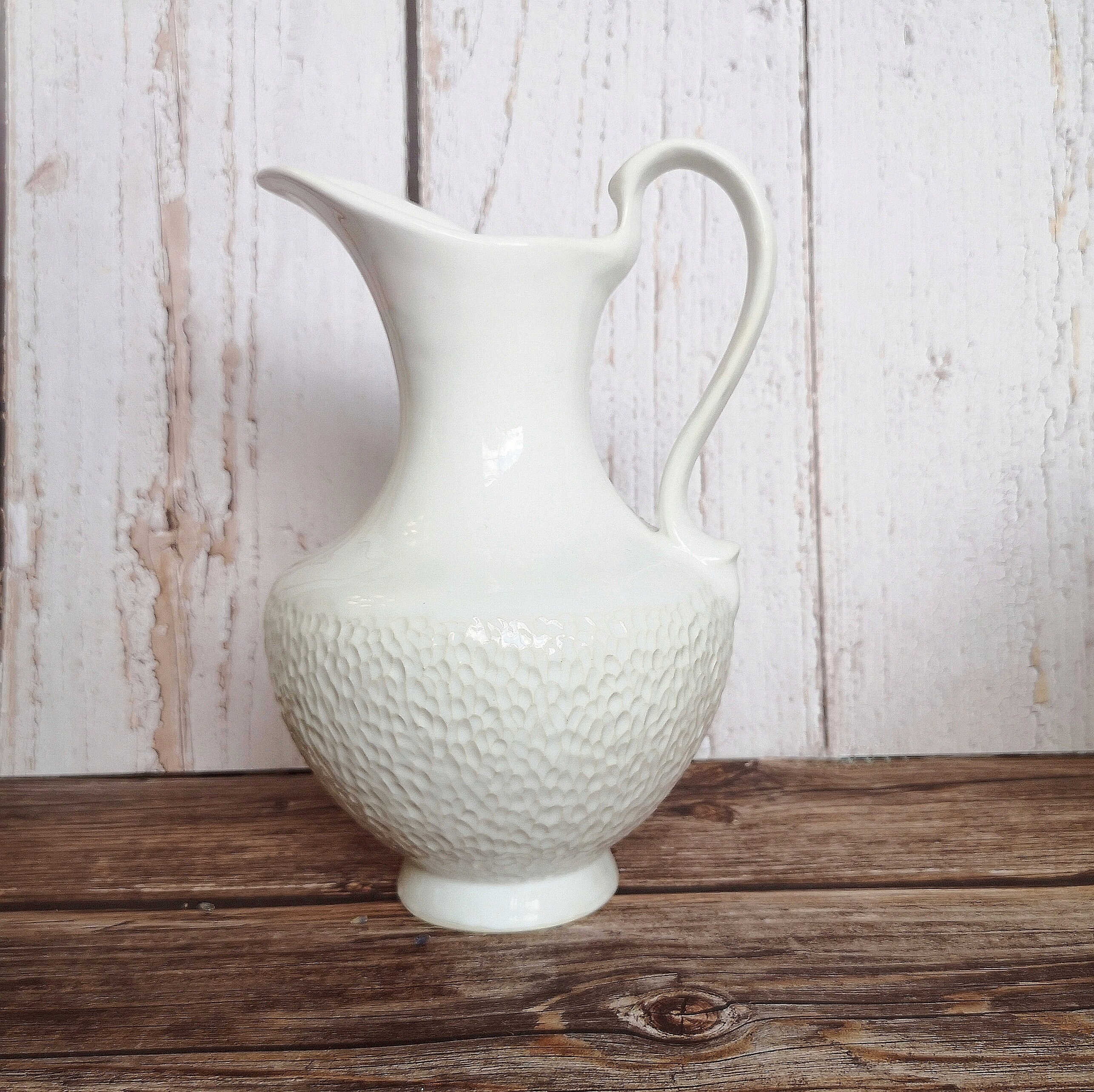 White ceramic Pitcher Large milk Jug Tall Vase Farmhouse decor Etsy