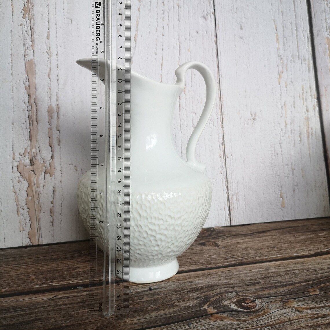 White ceramic Pitcher Large milk Jug Tall Vase Farmhouse decor Etsy